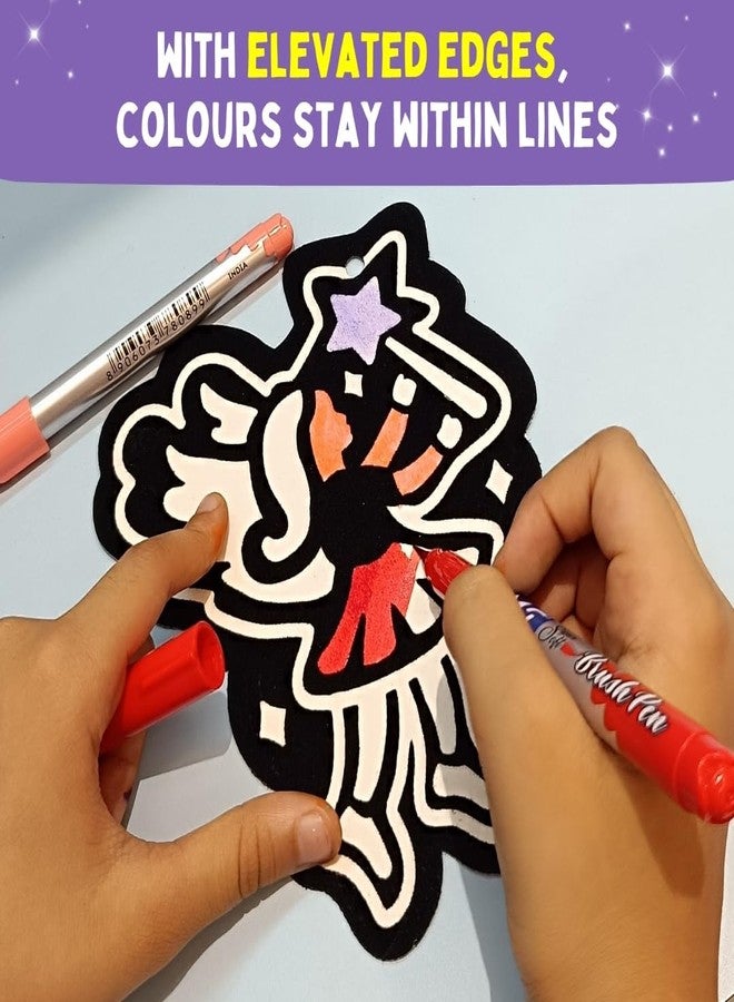 PepPlay Colour-in Velvet Unicorns and Fairies - DIY Art & Craft Kit for Kids | Mess-Free Coloring Activity | Unicorn Gifts for Girls Age 3-10 | Princess Toys |Travel Toy | Birthday & Christmas Gift for Girls - Image 3